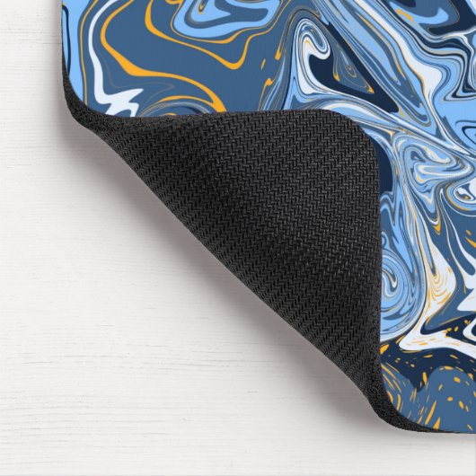 Wirbel aus blau, goldfarben und weißem Fluid-Art M Mousepad (Ecke)