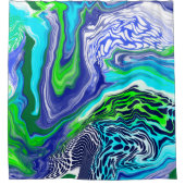 Wirbel aus blauem und grünem Marmor Duschvorhang (Vorderseite)