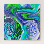 Wirbel aus blauem und grünem Marmor Puzzle (Horizontal)