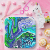 Wirbel aus blauem und kaltem grünem Marmor - Gebur Pappteller (Party)