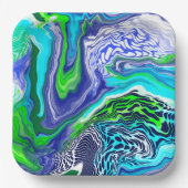 Wirbel aus blauem und kaltem grünem Marmor - Gebur Pappteller (Vorderseite)