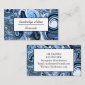 Wirbel aus Blauer, Weißem und Goldmarmor Visitenkarte (Vorne/Hinten)
