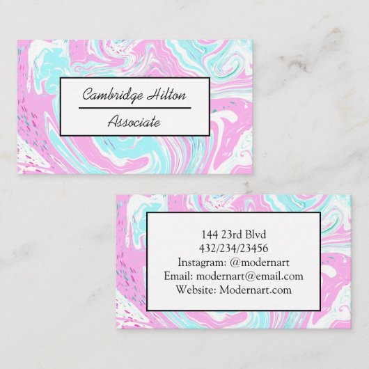 Wirbel aus Cotton Candy Pink und Blue Marmor Visitenkarte (Vorne/Hinten)