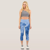 Wirbel aus dunkelblauem Marmor, leicht Mitteldunke Capri Leggings (Vorderseite)