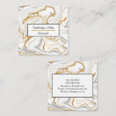 Wirbel aus Gold, Weiß und Graumarmor Quadratische Visitenkarte (Vorne/Hinten)
