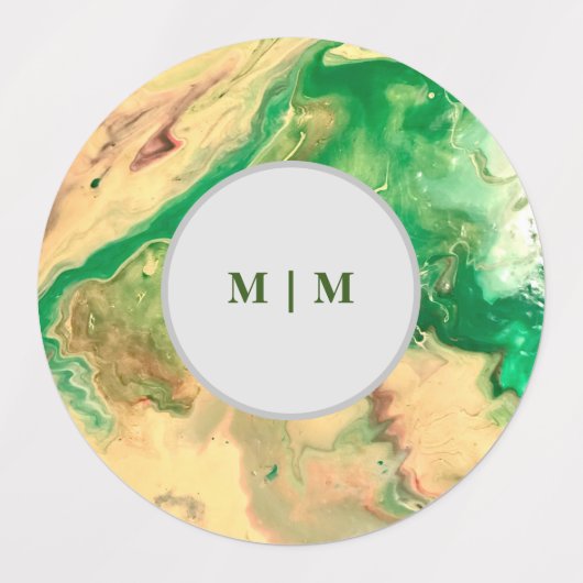 Wirbel aus grünem und goldfarbenem Marmor Etiketten (Design 1)