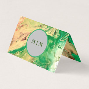 Wirbel aus grünem und goldfarbenem Marmor Visitenkarten