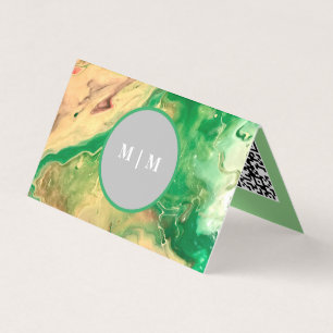 Wirbel aus grünem und goldfarbenem Marmor Visitenkarten