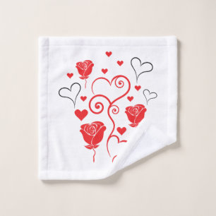 Wirbel aus Herzen und Rosen Badhandtuch Set