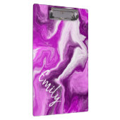 Wirbel aus lila und weißem Marmor Personalisiert Klemmbrett (Rechts)