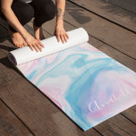 Wirbel aus Marmor-Symbol Yogamatte<br><div class="desc">Schöne Pastellfarben Marmor Wirbel Design mit einem Om-Symbol und Ihrem Namen oder benutzerdefinierten Text.</div>