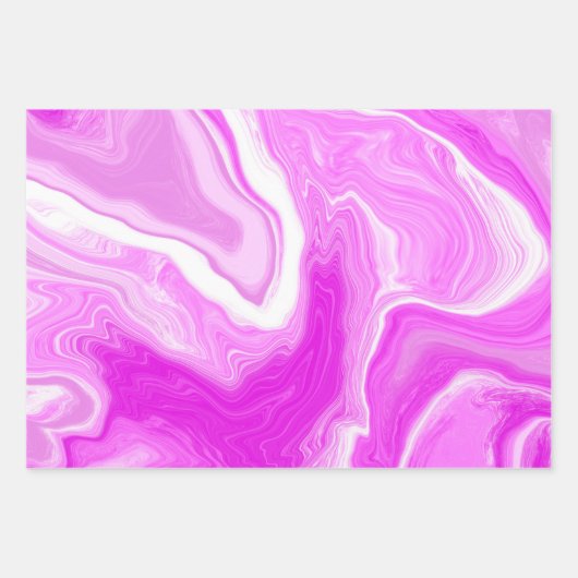 Wirbel aus rosa, Lila und blauem Marmor Geschenkpapier Set (Vorderseite)