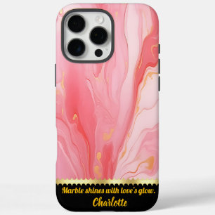 Wirbel aus rosa Marmor mit goldenen Akzenten iPhone 16 Pro Max Hülle