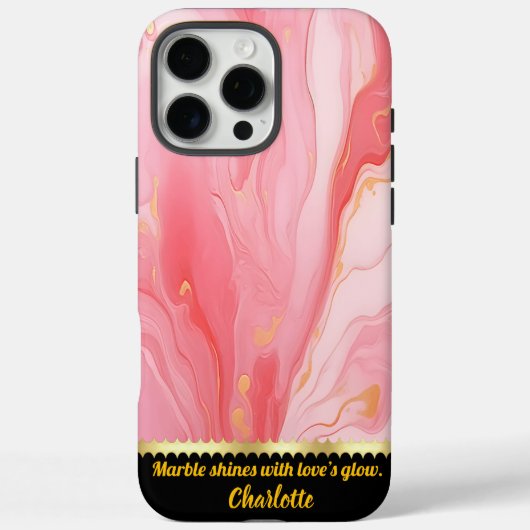 Wirbel aus rosa Marmor mit goldenen Akzenten Case-Mate iPhone Hülle (Rückseite)