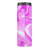 Wirbel aus rosa und weißem Marmor Fluid Art Thermosbecher (Rückseite)