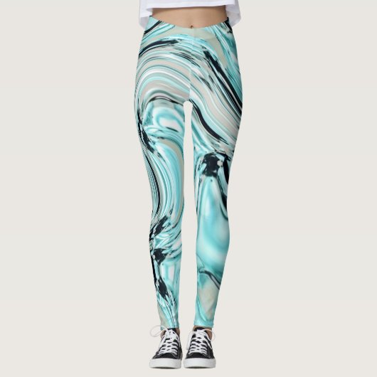 Wirbel aus schicker Marmor Minze Wassergymnastik Leggings (Vorderseite)