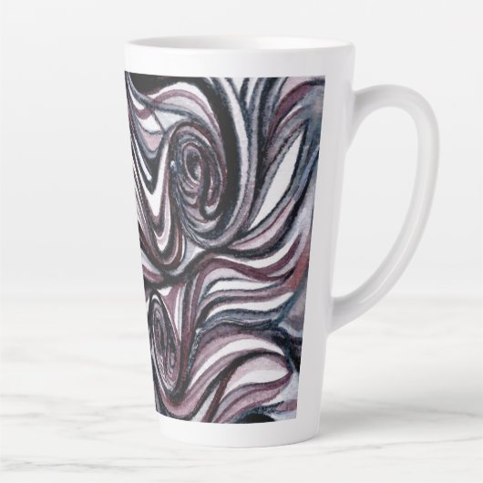 Wirbel aus schwarz-weißem Kaffee auf einem 17 oz.  Milchtasse (Rechts)