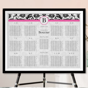Wirbel aus schwarzem und weißem Damast (Hot Pink T Poster
