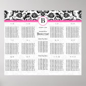 Wirbel aus schwarzem und weißem Damast (Hot Pink T Poster (Vorne)