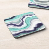 Wirbel aus türkisfarbenem, blauem und weißem Marmo Getränkeuntersetzer (Linke Seite)