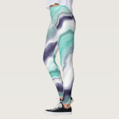 Wirbel aus türkisfarbenem, blauem und weißem Marmo Leggings (Links)