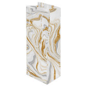 Wirbel aus Weiß-, Gold- und Silbermarmor Fluid Art Geschenktüte Für Weinflaschen (Rückseite Schrägansicht)