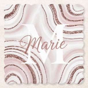 Wirbel aus weißem Agate Monogram, Untersetzer Set