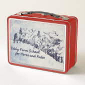 Wirbel-Bauernhof-Schule für Pferd und Reiter Metall Brotdose (Rückseite)