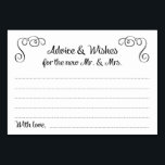 Wirbel beraten und wünschen Hochzeitskarten Tischnummer<br><div class="desc">Diese Lieblings-Tips und Wunschkarten sind die perfekte Ergänzung zu Ihrem Hochzeitsempfang. Das Design enthält wirle Ecken und ein lässiges Drehbuch "Ratschläge & Wünsche für den neuen Mr. and Mrs.". Die Karte hat Platz,  um die Wünsche und Namen der Gäste verlassen.</div>
