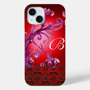 WIRBEL, BERRIES DAMASK MONOGRAM, rosa, rot iPhone 15 Hülle
