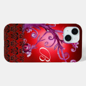 WIRBEL, BERRIES DAMASK MONOGRAM, rosa, rot Case-Mate iPhone Hülle (Rückseite (Horizontal))