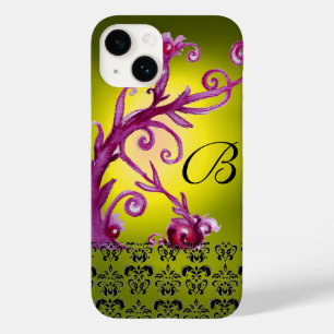 WIRBEL, BERRIES DAMASK MONOGRAM, rosa, schwarz Case-Mate iPhone 14 Hülle