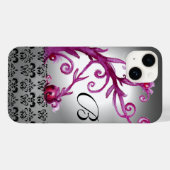 WIRBEL, BERRIES DAMASK MONOGRAM, rosa, schwarz Case-Mate iPhone Hülle (Rückseite (Horizontal))