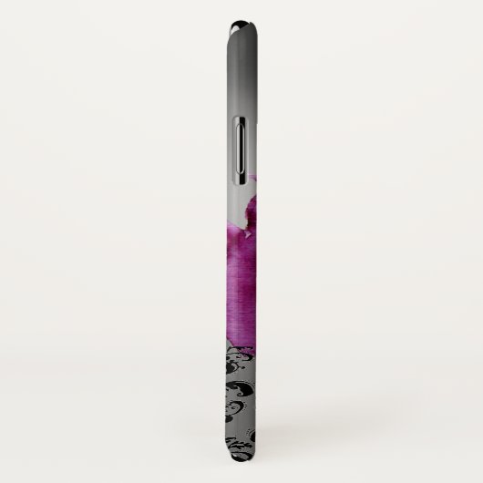 WIRBEL, BERRIES DAMASK MONOGRAM, rosa, schwarz Case-Mate iPhone Hülle (Hinten/Rechts)