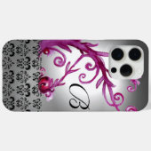 WIRBEL, BERRIES DAMASK MONOGRAM, rosa, schwarz Case-Mate iPhone Hülle (Rückseite (Horizontal))