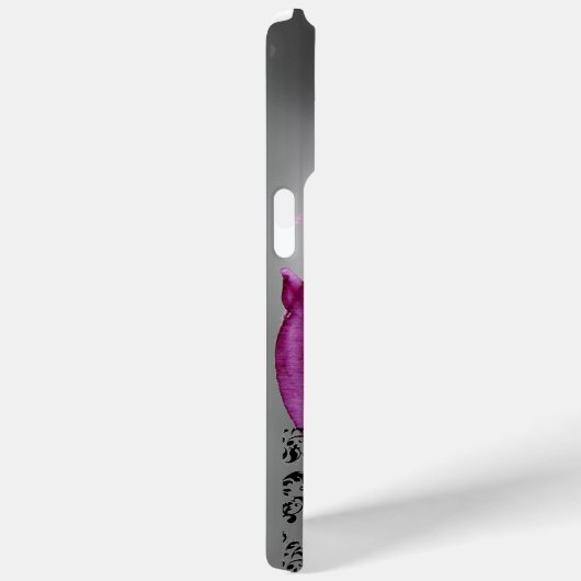 WIRBEL, BERRIES DAMASK MONOGRAM, rosa, schwarz Case-Mate iPhone Hülle (Rückseite / Rechts)