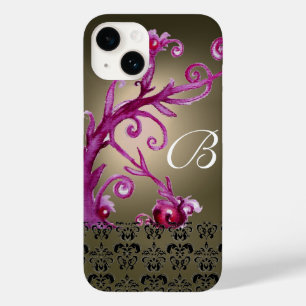WIRBEL, BERRIES DAMASK MONOGRAM, schwarz Case-Mate iPhone 14 Hülle