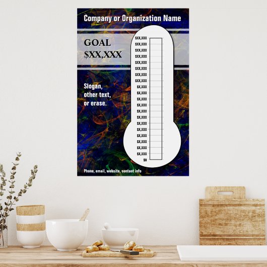 Wirbel-Blauthermometer Poster (Küche)
