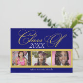 Wirbel Blue/Gold 3 Foto Abschluss Ankündigung (Stehend Vorderseite)