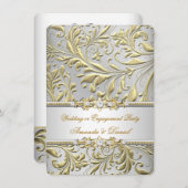 Wirbel Blumengoldsilber Hochzeit oder Verlobung Einladung (Vorne/Hinten)