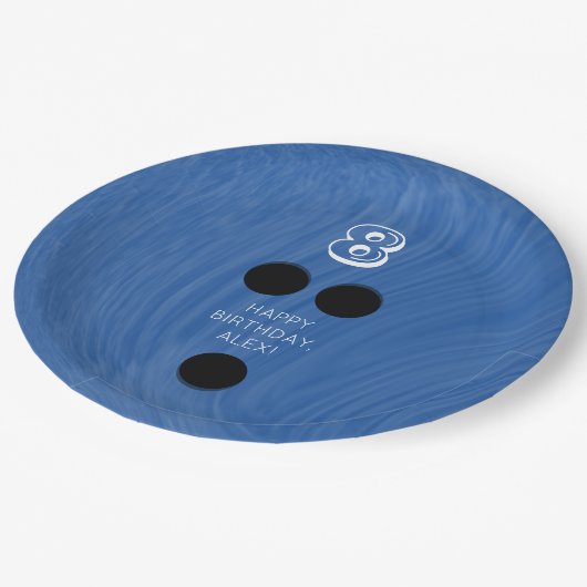 Wirbel Bowling Ball | Farbe, Alter, Name auswählen Pappteller (Schrägansicht)