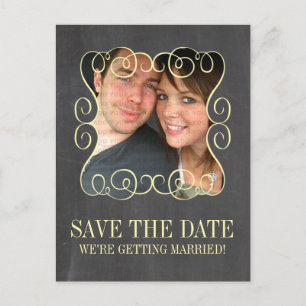 Wirbel Chalkboard Foto Save the Date Postkarte