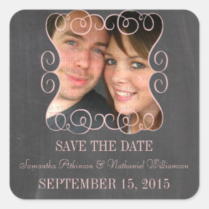 Wirbel Chalkboard Foto Save the Date Stickers
