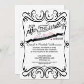 Wirbel Chalkboard Post Hochzeit Schwarz-weiß Einladung (Vorne/Hinten)