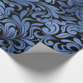 Wirbel Damask, Navy Blue Metal Foil Geschenkpapier (Ecke)