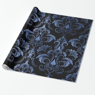Wirbel Damask, Navy Blue Metal Foil Geschenkpapier