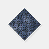 Wirbel Damask, Navy Blue Metal Foil Serviette (Ecke)