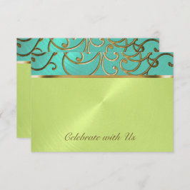 Wirbel der Aqua Lime Green Gold Filigree Einladung