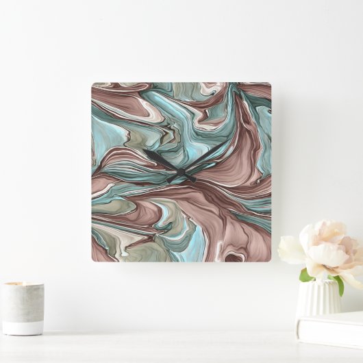 Wirbel der Green Blue Mauve White Gold Wall Uhr (Zuhause)