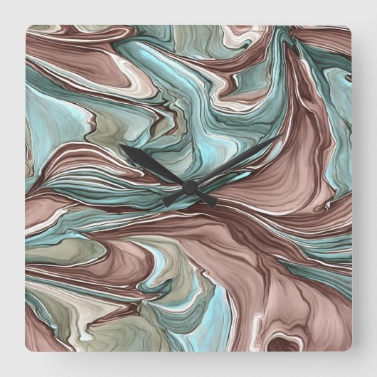 Wirbel der Green Blue Mauve White Gold Wall Uhr (Vorderseite)